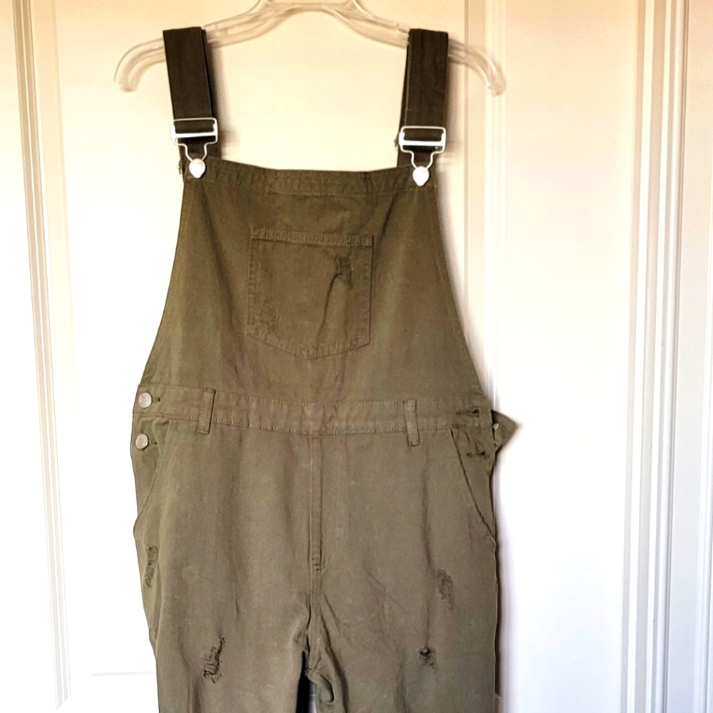 Army green Kittenish overalls